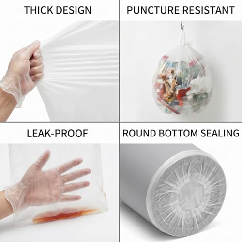 Tebery 300 Counts 8 Gallon Clear Small Garbage Bags Trash Bags, Wastebasket Bin Liners for Bathroom Bedroom Office Trash Can, 6 Rolls - color: 8 Gallon-300pc
