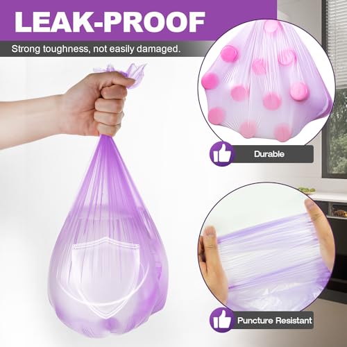 Small Trash Bags, 105 Count 4 Gallon Trash Bag Small Garbage Bags Unscented Bathroom Mini Trash Bags, Wastebasket Bin Liners, Small Plastic Bags for Home Office Kitchen, Purple