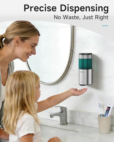 AIKE Automatic Wall Mount Liquid Soap Dispenser for Home and Commercial Bathroom 13.5oz IPX7 Waterproof,Brushed Stainless Steel - color: Brushed Stainless Steel