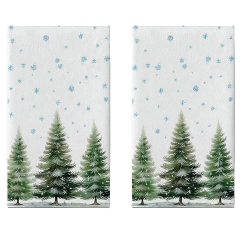 Cxtoweley‌ Christmas Tree Kitchen Towels Set of 2 | 18x26 Inch Dish Towels for Holiday Decor, Winter Bathroom & Kitchen Xmas Decorations - color: Pine Tree
