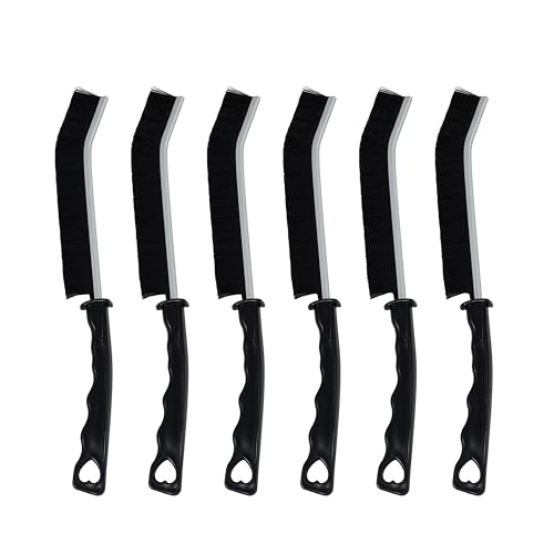 All-Purpose Hard Bristle Gap Cleaning Brush Set - Durable, Slim Design for Deep Reach into Tight Spaces - Versatile Household Crevice Cleaning Tool - 6Pcs, Black
