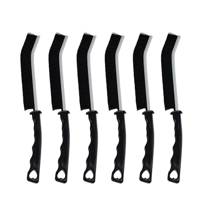 All-Purpose Hard Bristle Gap Cleaning Brush Set - Durable, Slim Design for Deep Reach into Tight Spaces - Versatile Household Crevice Cleaning Tool - 6Pcs, Black
