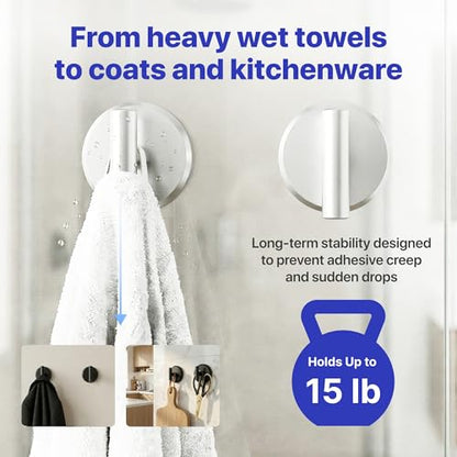 HOME SO Suction Cup Hooks for Shower & Bathroom Towel Holder 2-Pack – Suction Cups Hooks for Hanging Towels, Robes, & Coats - Tiles, Glass Door or Mirror – Shower Hooks & Towel Hooks - Nickel T-Shape - style: Brushed Nickel