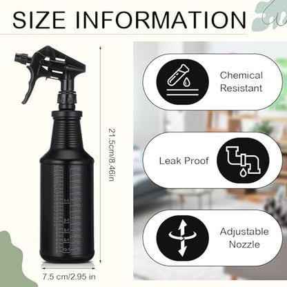 Honeydak 3 Pack Plastic Spray Bottles Black 34 oz Heavy Duty Opaque Spray Bottles UV Light Blocking Refillable Reusable Leak-proof Sprayers for Cleaning Solution Kitchen Garden Home Plant - color: Black, size: 34 oz