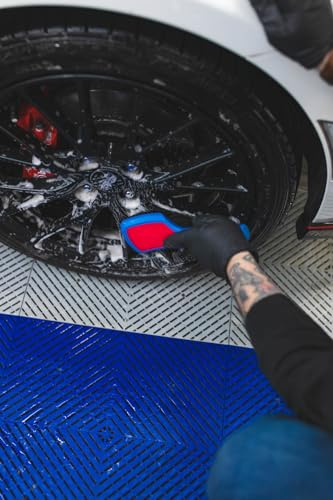 Detail Factory - ProGrip Wheel Face Brush - Ergonomic ProGrip Handle - Premium Wheel Cleaner Brush - Soft Flagged-Tip Bristles - Octane Underglow