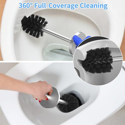 Stainless Steel Toilet Brush and Holder Set Brushed Silver Heavy Duty Toilet Bowl Brush with Long Handle for Bathroom and Farmhouse (Silver-2) - color: Silver-2