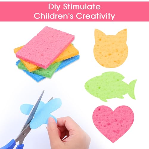 100pcs Kitchen Sponges Bulk Natural Sponges for Dishes Reusable Dish Sponge Scrub Compressed Wood Pulp Sponge Non-Scratch Cleaning Spongefor Kids DIY Kitchen Bathroom Household