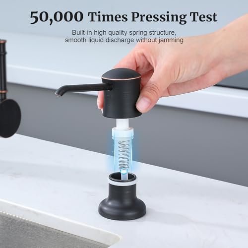 Sink Soap Dispenser for Kitchen Sink Oli Rubbed Bronze Upgrade with 40" Silicone Kitchen Soap Extension Hose, Connect to Your Soap Bottle Directly - color: Oil-rubbed Bronze, size: with Tube Kit