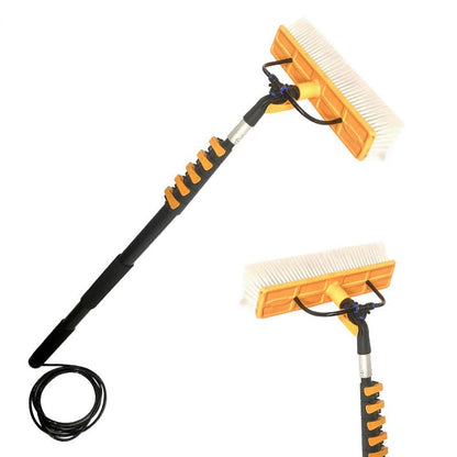 Solar Panel Cleaning Pole 30ft Telescopic Water Fed Brush Squeegee, Long Reach Solar Panel Cleaning Brush Water Fed, Window Pressure Washer with Widened 40cm Rotatable Brush - size: 9m