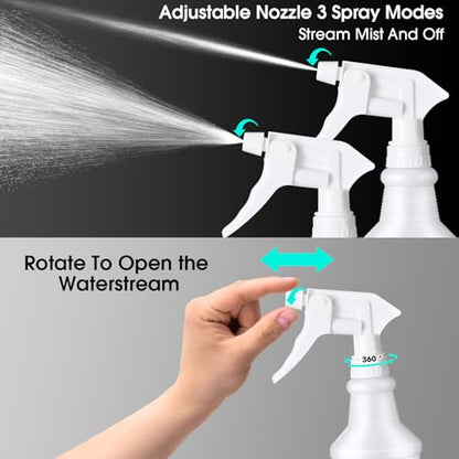 Yinder 18 Pcs 16 Oz Plastic Spray Bottle Bulk Empty Refillable Spray Bottles for Cleaning Solution Leak Proof Water Sprayer with Adjustable Nozzle Mist/Stream Mode(Black,White) - color: Black,White
