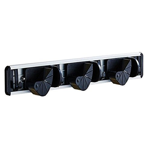 Mop and Broom Holder Storage Solutions (3 Position with 4 Hooks) - size: 3 Position with 4 Hooks