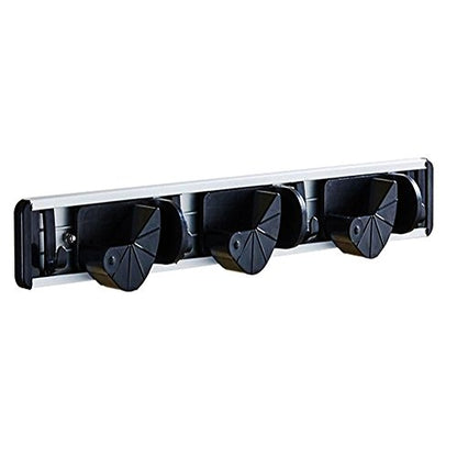 Mop and Broom Holder Storage Solutions (3 Position with 4 Hooks) - size: 3 Position with 4 Hooks