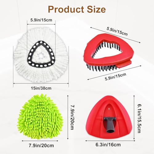6 Pack Mop Heads Replacement for Ocedar EasyWring 1 Tank Spin Mop System,Include 2 Microfiber Spin Mops Replace Head&2 Chennile Mops Head Machine Washable with Scrubber Mopp Head and Base for Cleaning - size: for Ocedar 1 Tank