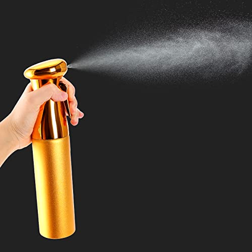 Salon Style Hair Spray Misting Bottle, Fine Mist Continuous Spray Bottle，10 Oz Shiny Aerosol Free Water Mister for hairstyling,Cleaning Solutions Dispensing (Gold)