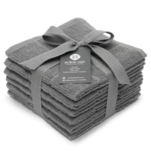 100% Cotton Terry Dish Cloth & Dish Towel, 6 Pack, Super Soft and Absorbent Kitchen Towels, Perfect for Kitchen Cleaning and Dish Washing (Grey 6 Pack) - color: Grey 6 Pack