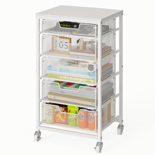 Sbanmao Utility Cart with 5 Drawers, Rolling Storage Cart with Wooden Tabletop and Lockable Wheels, Storage Drawer Cart with Drawers, Craft Cart for Bedroom, Classroom, Home, Office, White - color: White, size: 5 Drawers