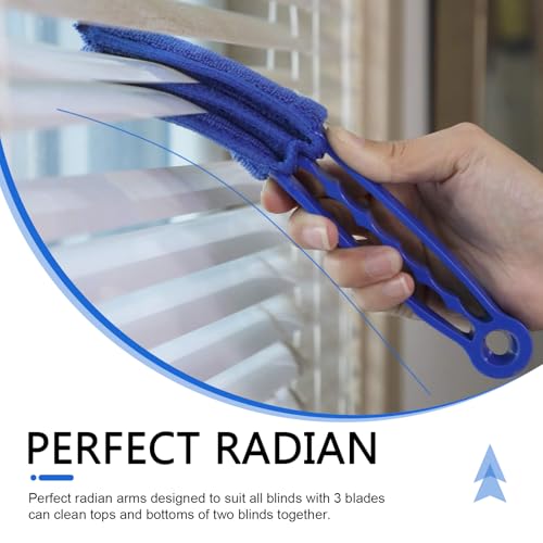 6 PCS Window Blind Cleaner, 1 Easy-grip Handle and 5 Microfiber Triple-layer Cleaning Cloths Set, A/C Vent Glass Crevice Cleaning Tool, No Dead Zone Multi-purpose Brush (Multicolored)