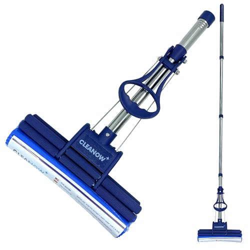 OneTouch GO! Floor Cleaner, Wring Mop, Cleaning Tool with Wringing Function - Sponge mop for Cleaning Floors- with PVA Sponge and Stainless Steel mop Handle