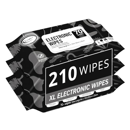 Air Jungles Electronic Screen Cleaning Wipes 70 Count (Pack of 3), Large 8"x10" Cleaner Wipes for Phones, Laptops, Monitors, TVs, Tablets, Glasses, Keyboards, Computer,Quick Dry - size: 70 Count (Pack of 3)