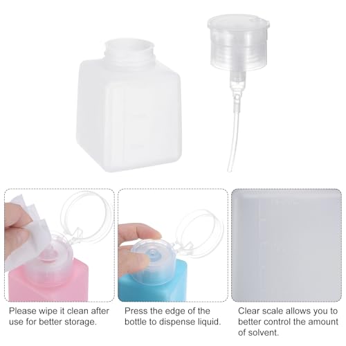 2pcs Solvent Alcohol Dispenser 150ml(5.1oz) Press Type ESD Safe Anti-Splash Liquid Dispenser Pump with Sealing plastic Lid for Alcohol, Nail Polish & Makeup Remover, White