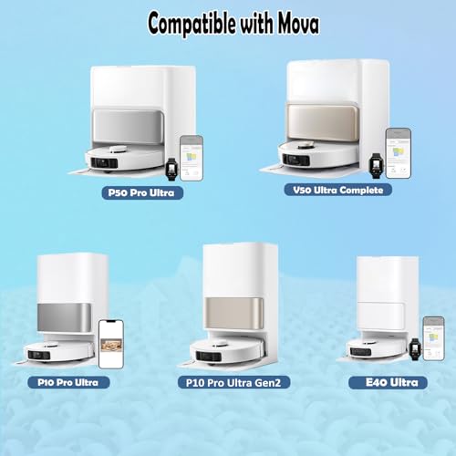 8 Pack Mop Pads for Dreame L40/X40/X50/L50/X30/L20/L40s Ultra/L10s Pro Ultra/L10s Ultra Gen2/X60 Max Ultra, for Mova V50/E40/P10/P50 Pro Ultra, Robot Vacuum Reusable Microfiber Mop Cloth Accessories