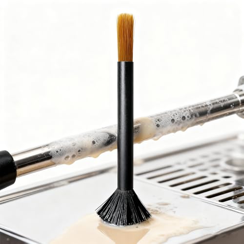 PMQEWZL Espresso Machine Cleaning Brush + Mini Dustpan Broom Set | Dual-Head Brush, For Coffee Grounds, Cleans Portafilter/Brew Head, Coffee Bar Crumbs
