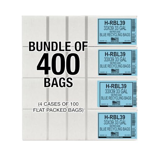 Aluf Plastics 33 Gallon Blue Trash Bags - (Pack of 400) - 1.2 MIL - Garbage or Recycling Bags 33" x 39" - Large Plastic Can Liners - for Industrial, Home, Contractor, Recycling - style: 33 Gal, 1.2 Mil, 400 Count