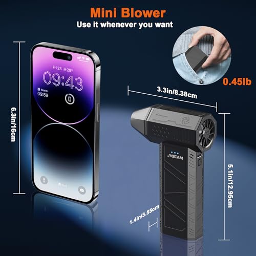 JVSCAM X3 Compressed Air Duster - Electric Air Duster with Brushless Motor,3 Gear Adjustable - Mini Air Blower- Rechargeable Air Duster for PC, Keyboard, Car,Outdoors,Home,Snow and Leaves Clearing