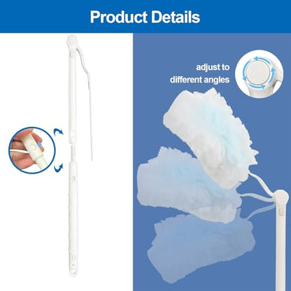 Replacement Handles Compatible with Swiffer Duster Refill, Swiffer Duster Extended Handle,Foldable & Extendable Dust Handle Only(White 5pcs) - size: 5 PCS