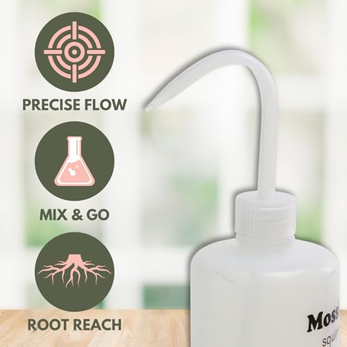Mossify Squirtr Bottle 480ml – Clear Squirt Water Bottle for Plants, Tattoo, Hair & Labs – Easy Squeeze Plant Waterer with Long Nozzle – Refillable Seedling Watering Can, Wash Bottle - Clear - color: Clear