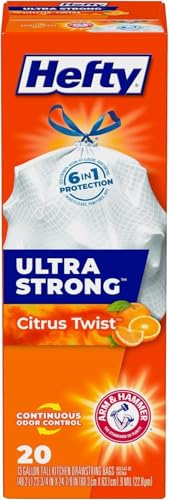 Hefty Ultra Strong Tall Kitchen Trash Bags, Citrus Twist, 13 Gallon 20 Count (Pack of 4) - size: 20 Count (Pack of 4)