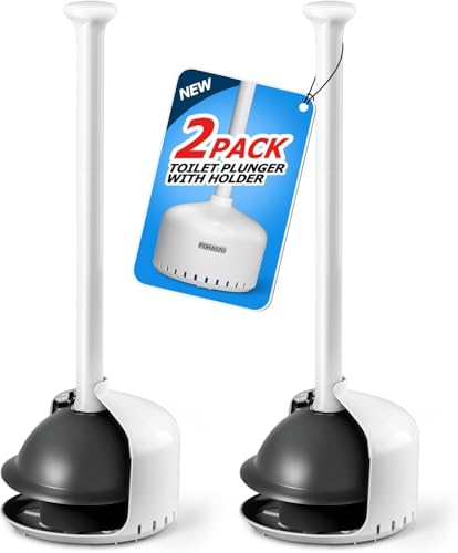 FORASTO 2Pack Toilet Plunger with Holder,Plungers for Bathroom with Holder,Heavy Duty Plunger with Cover,Bathroom Decor，Bathroom Accessories，Toilet Bowl Cleaners,Pearl White - color: Pearl White, size: 2Pack