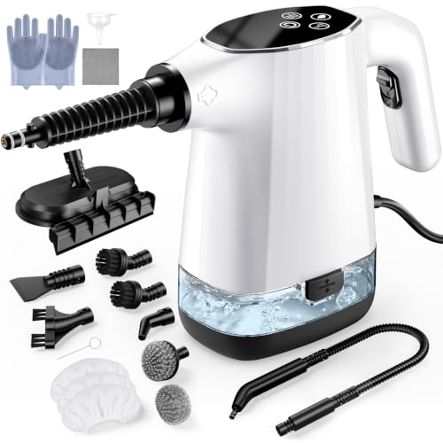 Handheld Steam Cleaner, Portable Steamer for Cleaning with 18PCS Accessories, 12s Fast Heating, Pressurized Steam Cleaner for Home, Kitchen, Bathroom, Car Detailing, Window, and Clothes, White - color: White