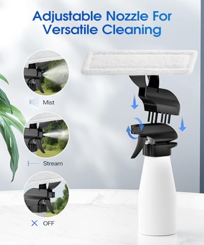 Window Vacuum Squeegee Cordless, 3-in-1 Electric Window Cleaner Tool with Spray & Microfiber Pad, Streak-Free 2200Pa Suction for Glass, Shower Doors, Mirrors, Tiles and Car Windows