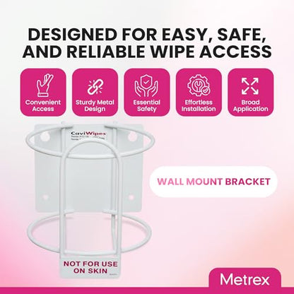 Metrex Wipe Wall Bracket – Wall Mounted Wipes Dispenser, Compatible with CaviWipes, CaviWipes1 & CaviWipes 2.0 Canisters – Durable Holder for Hospitals, Schools & Clinical Settings