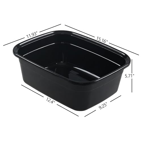 Asking 14 Quart Rectangular Plastic Dish Pan Tub, Portable Washbasin, Black