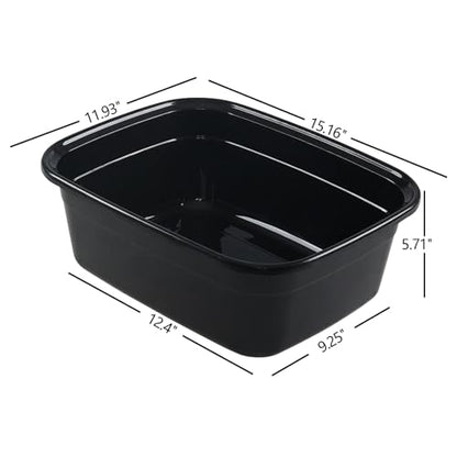 Asking 14 Quart Rectangular Plastic Dish Pan Tub, Portable Washbasin, Black