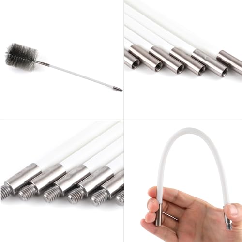 50-inch Long Tent Wood Burning Stove Pipe Cleaning Brush with Stainless Steel Bristles, and Chimney Cleaning Wire Brush with 4 Flexible Rods, 3.5'' Brush Heads - size: 3.5IN