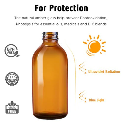 Tecohouse Glass Spray Bottles 4 OZ, Amber Empty Spray Bottle for Essential Oils, Small Glass Bottles for Cleaning Solutions, Plants, with Durable Nozzle, Labels, Funnel, Pipettes - color: Amber