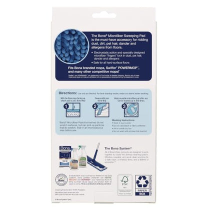 Bona Microfiber Sweeping Pad for Multi-Surface Floors - For Use With Bona Mops - Attracts, Picks Up Pet Hair, Fur, and Dander - Wood, Stone, Tile, Laminate, and Vinyl Floors - style: Pet Sweeping Pad