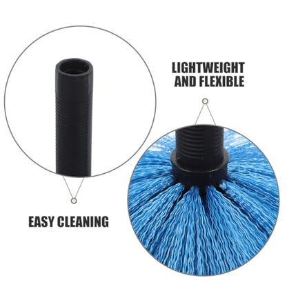 Healeved 2pcs Screw-on Cobweb Duster Heads Replacement for Ceiling Web Cleaner Brush, Blue Ball-Shaped Brush Heads for Indoor and Outdoor Use, Compatible with Threaded Extension Poles