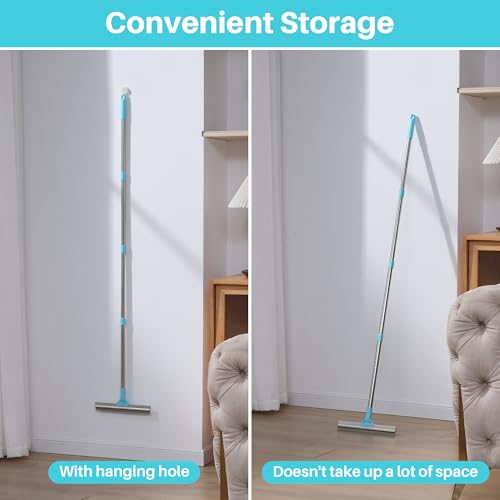 JOYMOOP Carpet Rake for Pet Hair Removal, 63" Adjustable Long Handle Pet Hair Remover, Reusable Cat Dog Hair Carpet Rake with Metal and Silicone Scraper for Rug, Sofa, Cloth - size: 1 PCS[1 Long Handle]