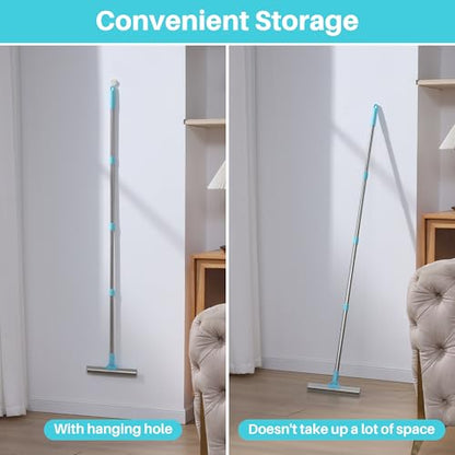 JOYMOOP Carpet Rake for Pet Hair Removal, 63" Adjustable Long Handle Pet Hair Remover, Reusable Cat Dog Hair Carpet Rake with Metal and Silicone Scraper for Rug, Sofa, Cloth - size: 1 PCS[1 Long Handle]