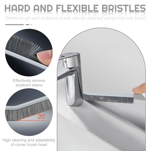 Crevice Cleaning Brush Bathroom Tile Groove Gap Cleaning Brush Premium Crevice Cleaning Tool Aluminum Support with 15° Angled Head-Grout Thin Brush,Kitchen & Bathroom Tool (3PCS) - color: 5pcs