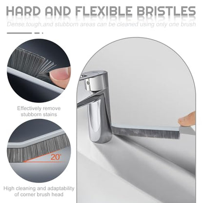 Crevice Cleaning Brush Bathroom Tile Groove Gap Cleaning Brush Premium Crevice Cleaning Tool Aluminum Support with 15° Angled Head-Grout Thin Brush,Kitchen & Bathroom Tool (3PCS) - color: 5pcs