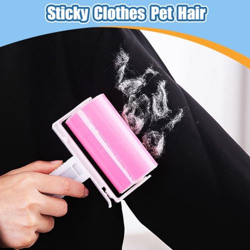 Lint Remover Washable Clothes Hair Sticky Roller Reusable Portable Pet Hair Remover Sticky Roller Easy Install,Yellow