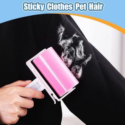 Lint Remover Washable Clothes Hair Sticky Roller Reusable Portable Pet Hair Remover Sticky Roller Easy Install,Yellow