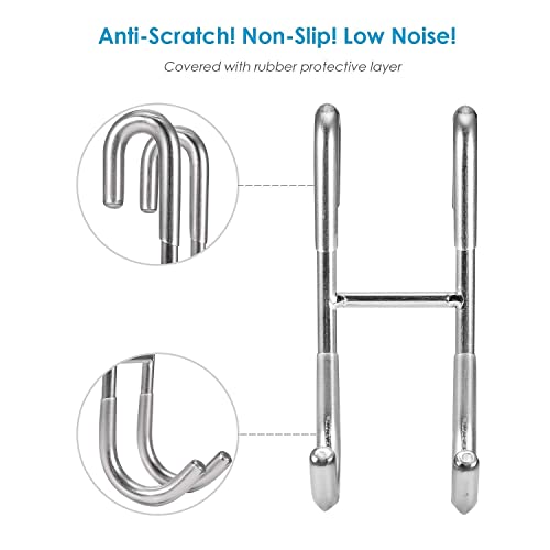 Simtive 12-Inch Shower Squeegee (Includes 1 Shower Door Hook and 1 Adhesive Hook), Shower Door Hooks (2-Pack), Both Silver, 2 Item Bundle