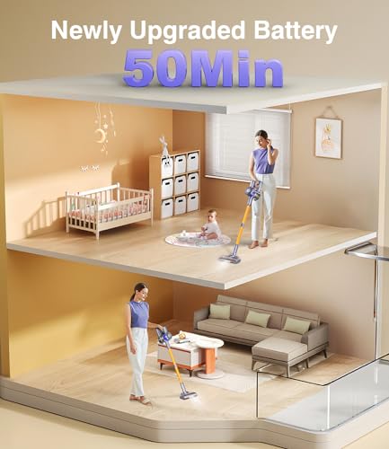 MBYULO Cordless Vacuum Cleaner, 450W 50Kpa Powerful Stick Vacuum, Up to 70Mins Rechargeable Battery, Vacuum Cleaners for Home Anti-Tangled Lightweight Handheld for Hardwood Floor, Carpets, Pet Hair - size: 450