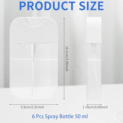 6 PCS Clear Spray Bottles, Portable Card Spray Bottles, 50 ML Refillable Plastic Perfume Atomizer Vials, Suitable Perfume, moisturizing water, hand sanitizer - color: 6 Pcs